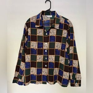 Vintage Erena Women’s Button Down - Large Oversized Printed 90’s